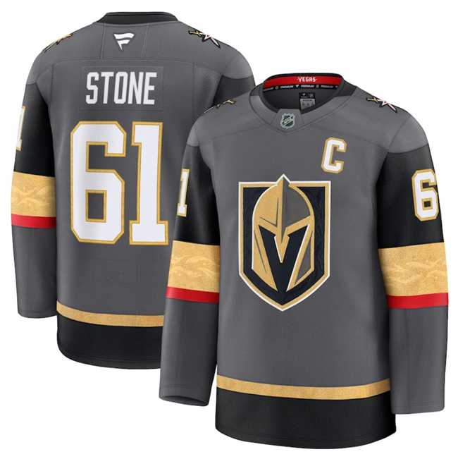 Mens Vegas Golden Knights #61 Mark Stone Grey 2024-25 Alternate Stitched Hockey Jersey Dzhi